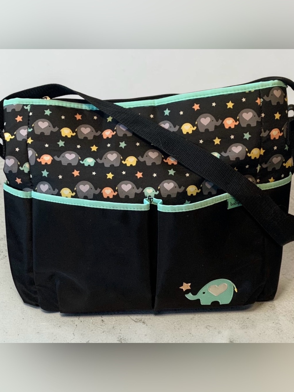 BabyBoom Baby Elephant Diaper Tote Bag w Shoulder Strap and Changing Pad